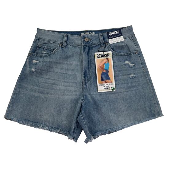 Rewash Super High Rise Distressed Cutoff Stretch Denim Shorts Junior's Size 11 - Picture 1 of 7